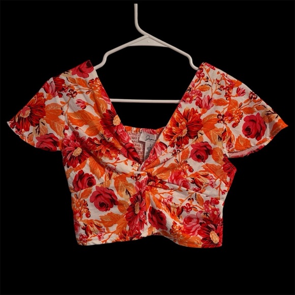 Japna | NWT Floral Flutter Sleeve Crop Top | Smocked Back | Small - Picture 3 of 6